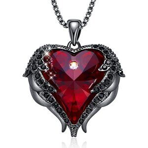 🆕Women Silver Tone/Gold Tone Angel Wing Love Heart Pendant Necklace